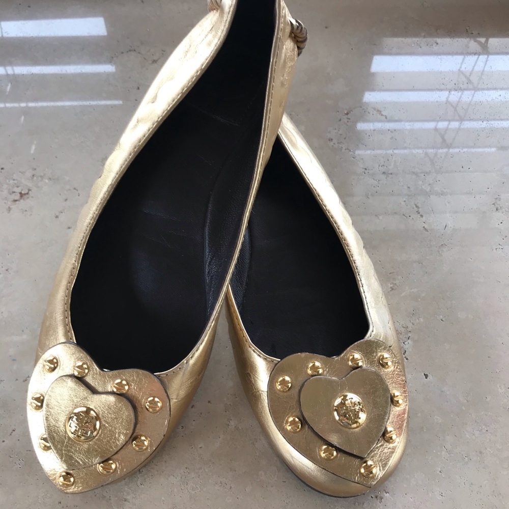 Tory Burch gold flats